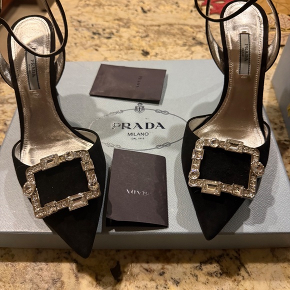 Prada Full Set Strappy Sling Back Heels 38 - Picture 3 of 10